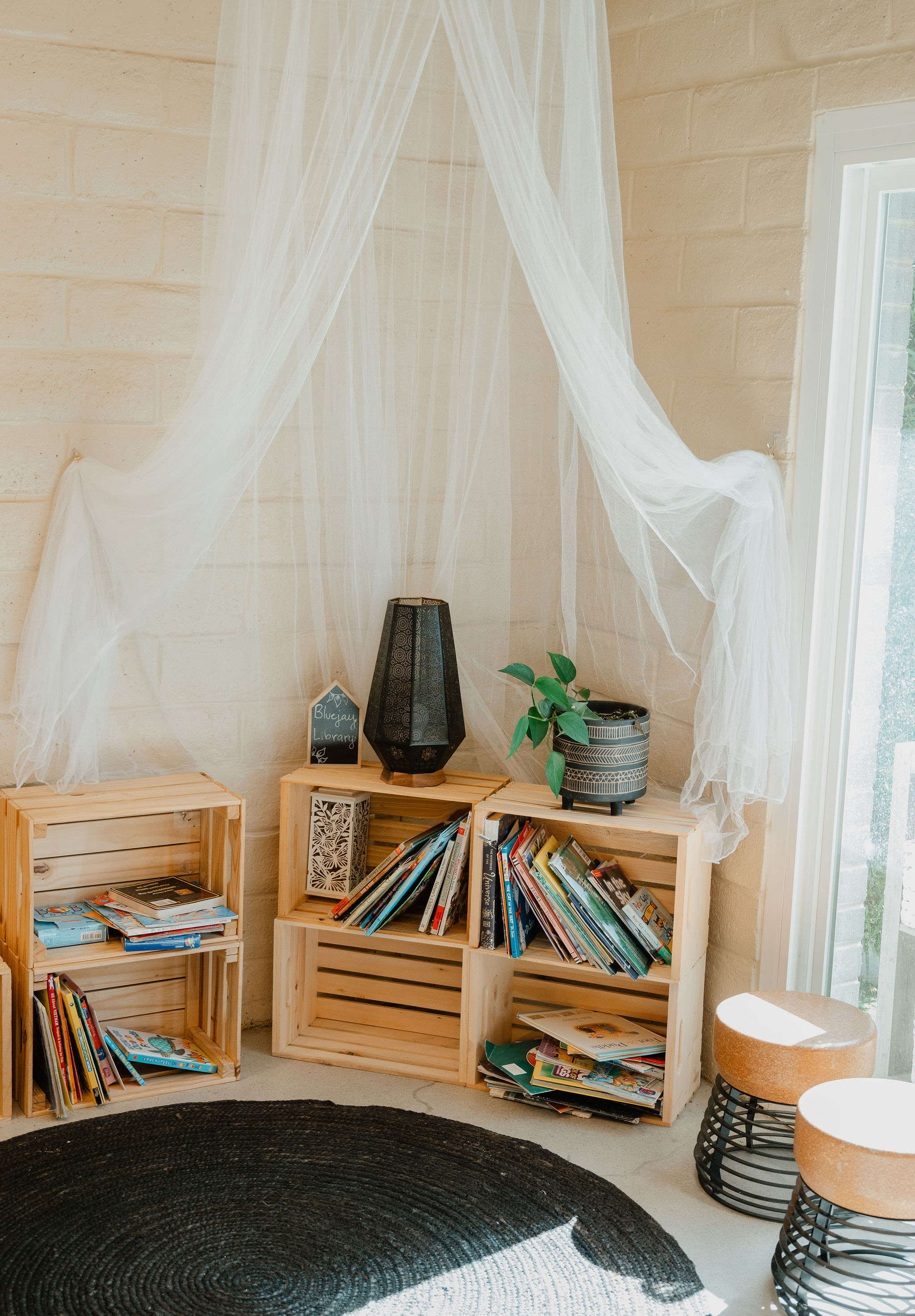 Calm, child-centered learning nook at Orchard Atelier in Yorba Linda